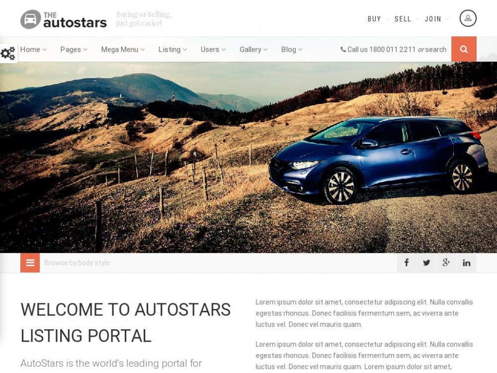 Шаблон AutoStars для многостраничного сайта