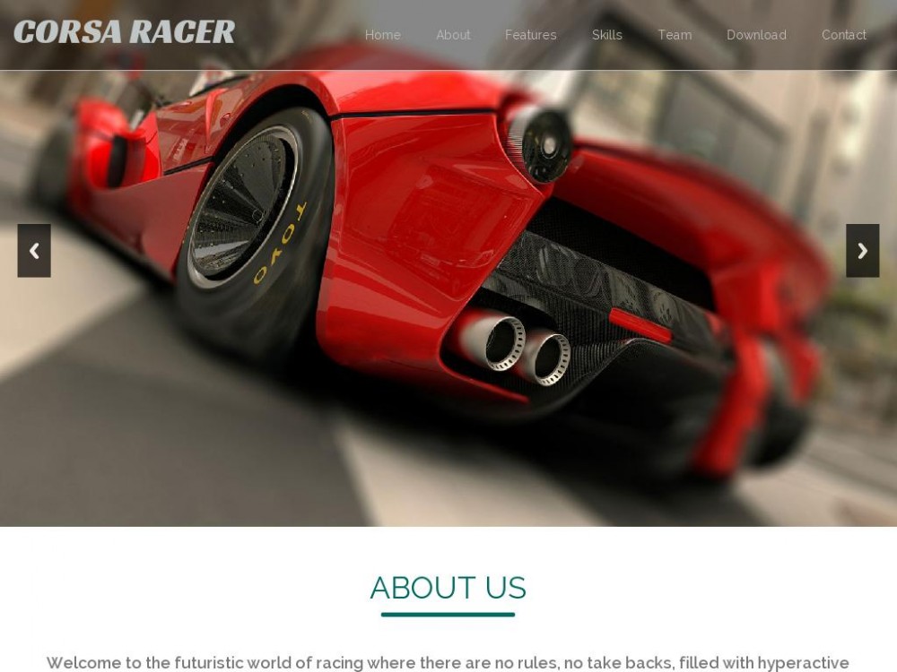 Шаблон Corsa Racer - посадочная страница Landing page