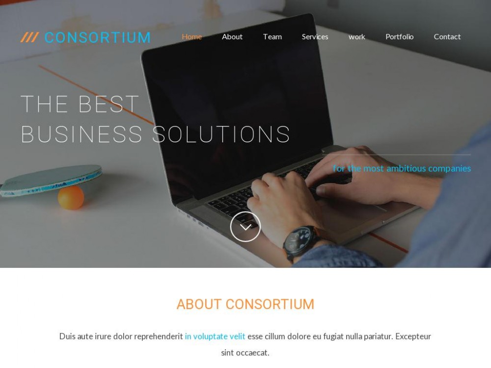 Шаблон Consortium - посадочная страница Landing page