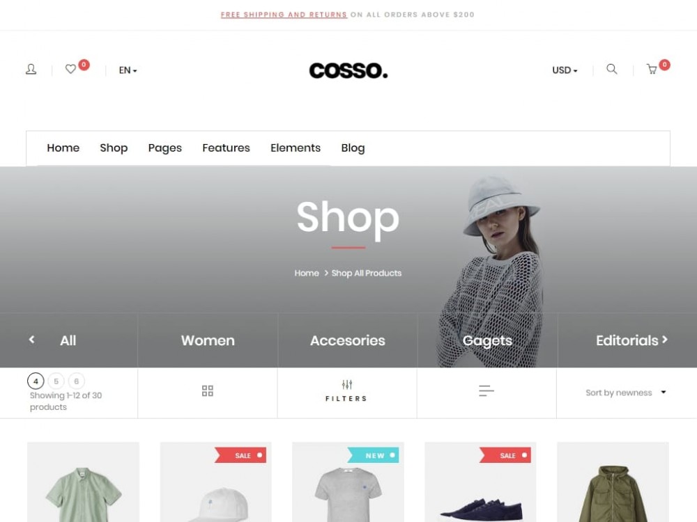 Шаблон Cosso для сайта интернет-магазина