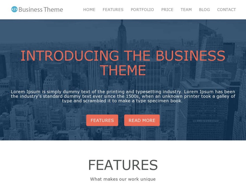 Шаблон Business Theme - посадочная страница Landing page